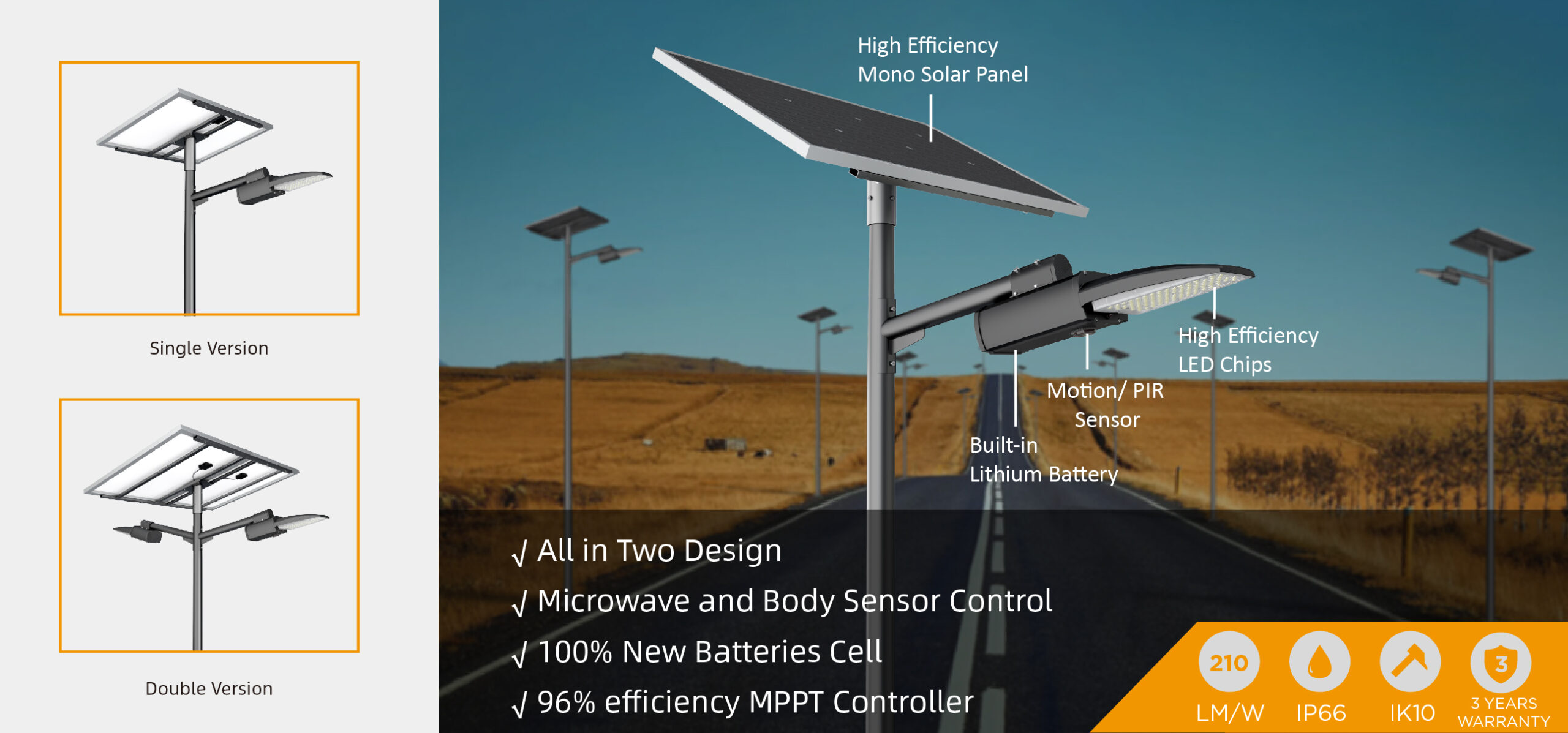 PV6 all in two solar street lights - benefits