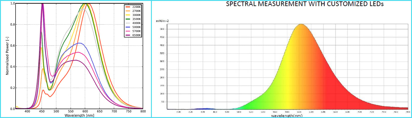 Blue light in different CCT LEDs